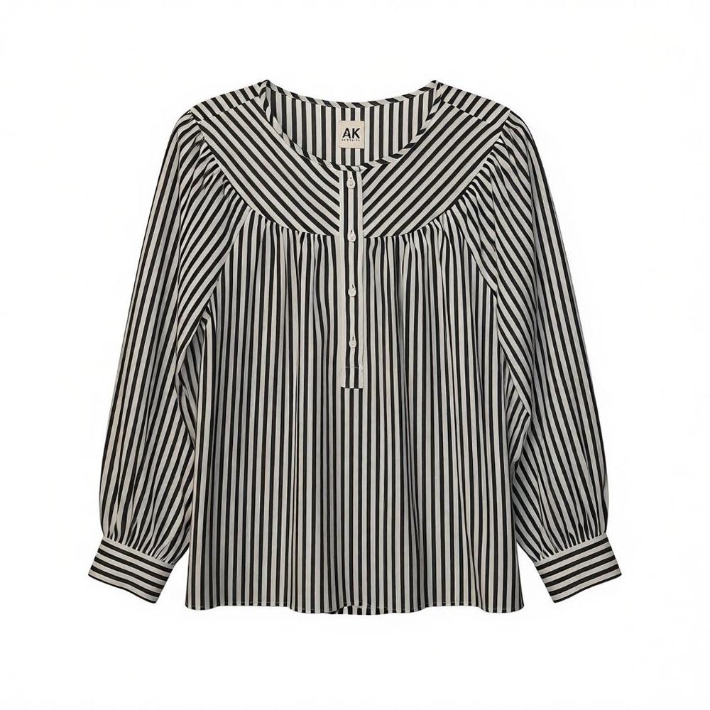 Anne Klein Black and White Striped Blouse